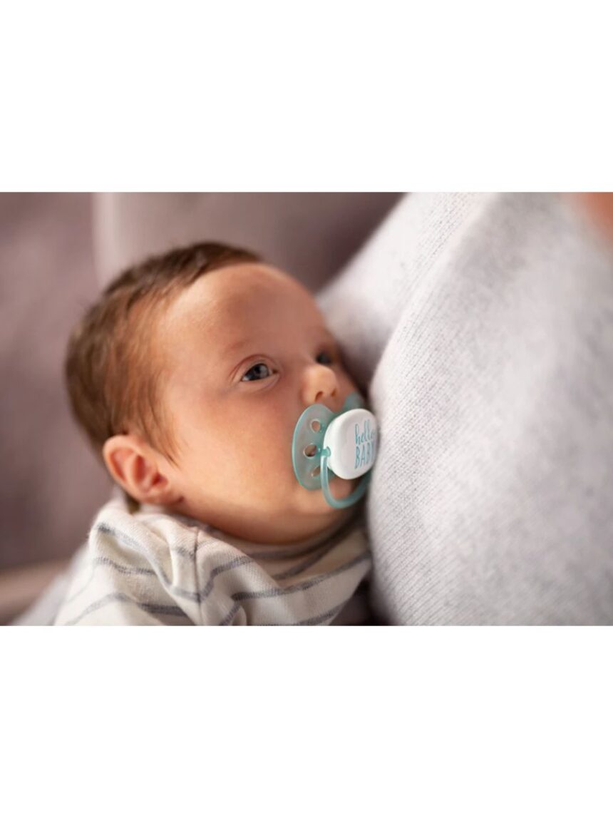 Philips avent πιπίλα ultra soft 2τμχ hello baby μπλε 0-6m, scf222/01 - Philips Avent