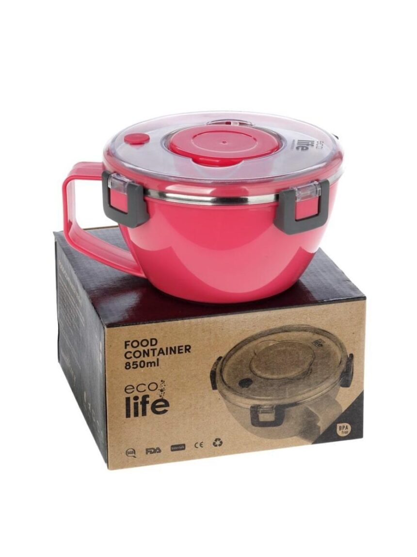 Ecolife φαγητοδοχείο thermos με χώρισμα 850ml ροζ - Ecolife