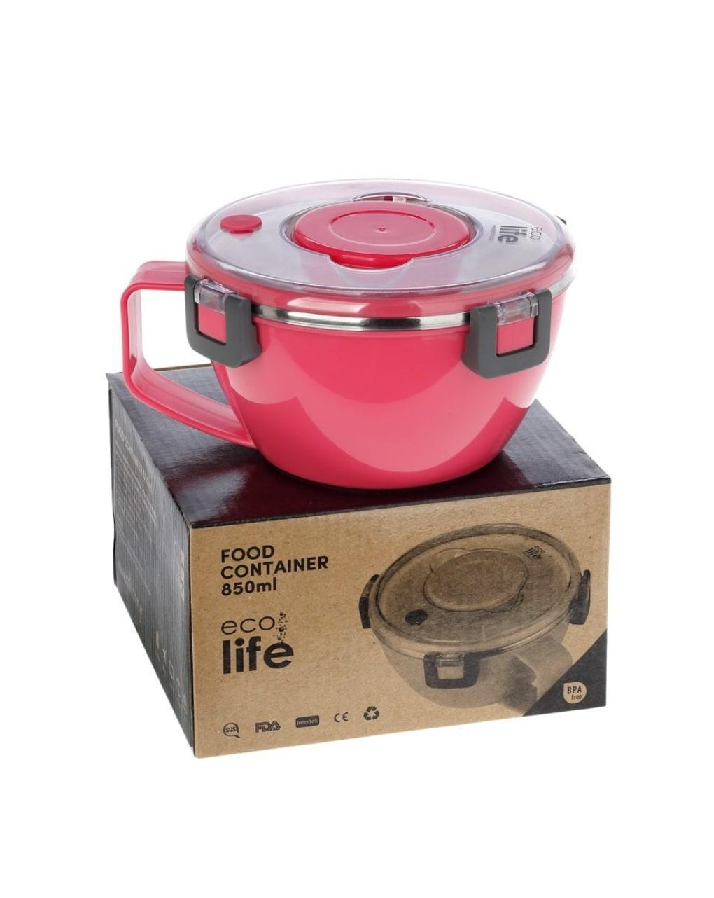 Ecolife φαγητοδοχείο thermos με χώρισμα 850ml ροζ - Ecolife