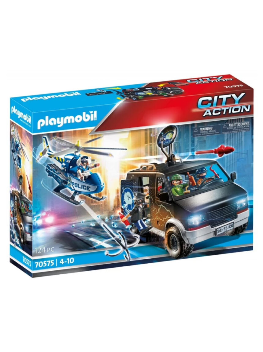 Playmobil city action αστυνομικό ελικόπτερο και ληστές με βαν 70575 - Playmobil, Playmobil City Action