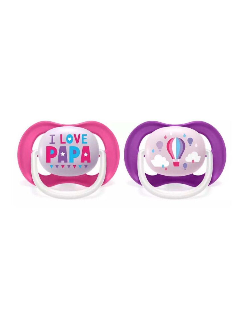 Philips avent πιπίλες ultra air pacifier 2τμχ i love papa 6-18m, scf080/04 - Philips Avent