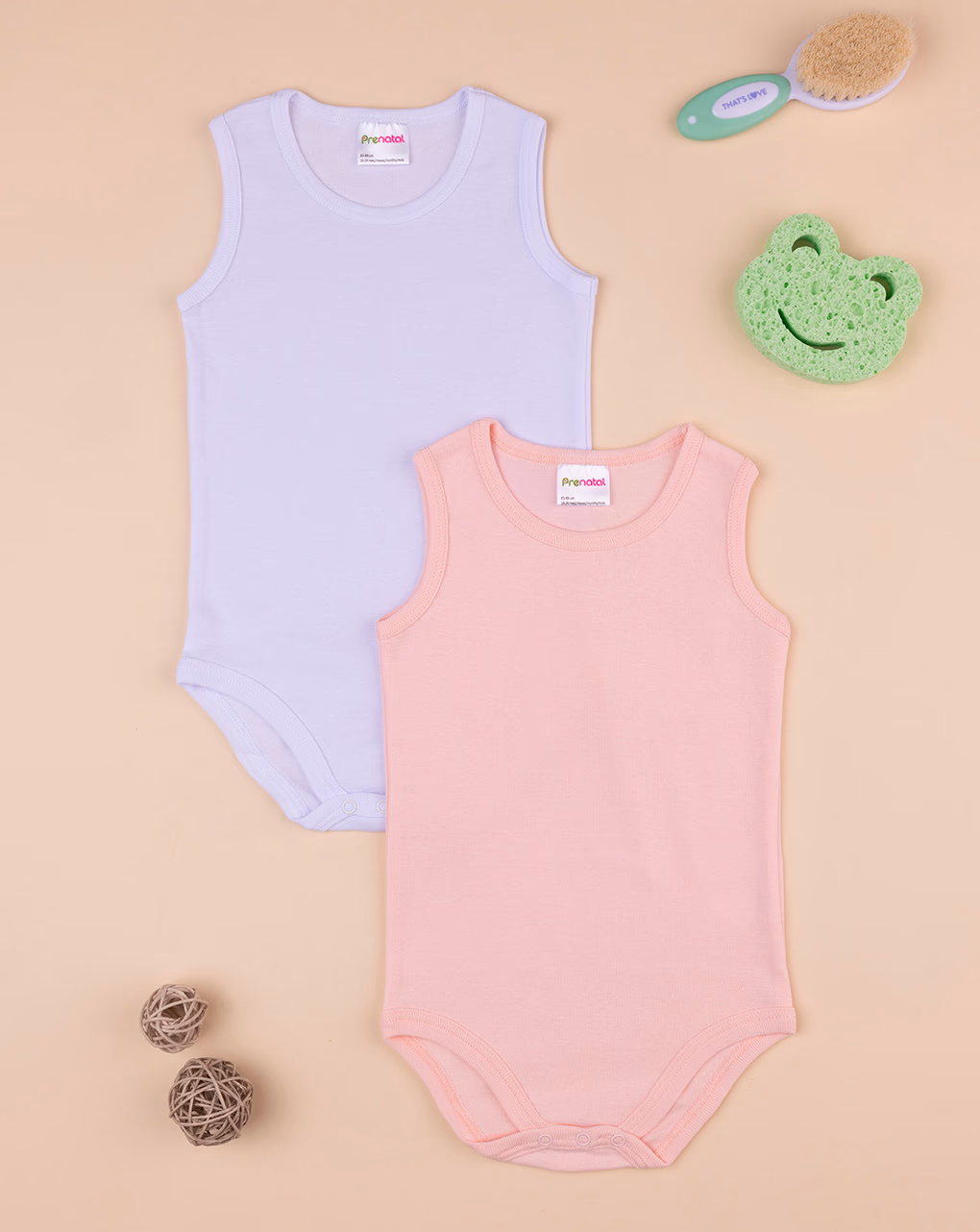 βρεφικά κορμάκια αμάνικα πακέτο x2 τμχ για κορίτσι - Prénatal