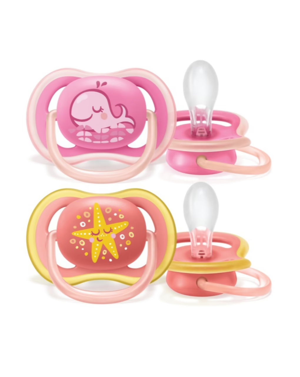 Philips avent πιπίλα ultra air 2τμχ 6-18m whale girl, scf085/04 - Philips Avent