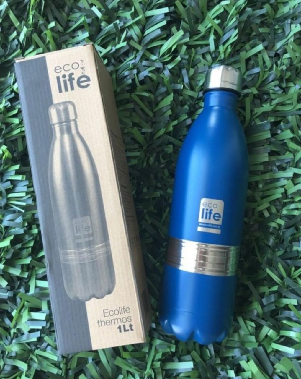 Ecolife μεταλλικός θερμός 1lt blue 33-bo-3009 - Ecolife