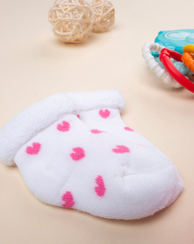 βρεφικές κάλτσες πετσετέ με καρδούλες πακέτο χ2 για κορίτσι - Prénatal