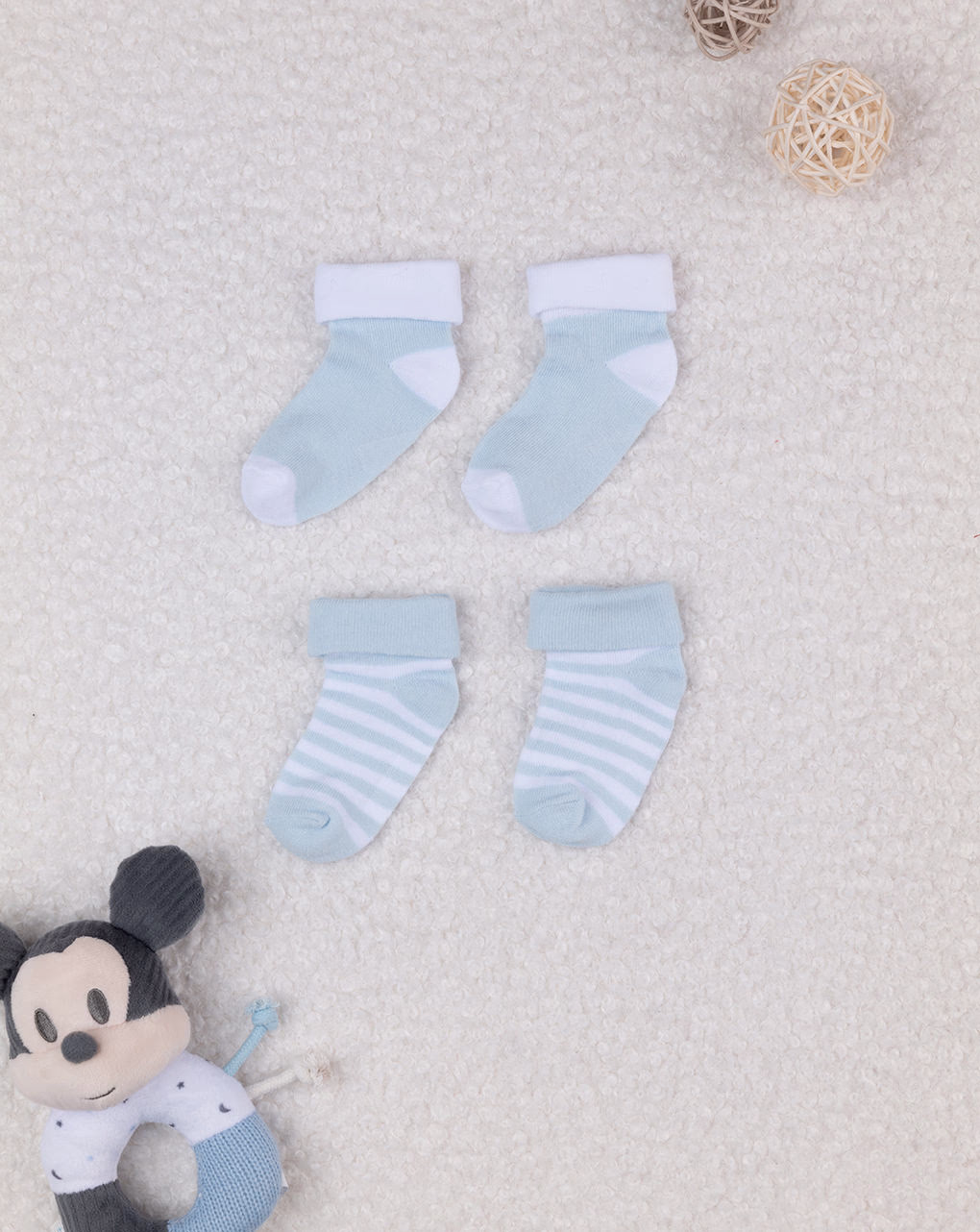 βρεφικά καλτσάκια πακέτο γαλάζια ριγέ big firends x2 για αγόρι - Prénatal