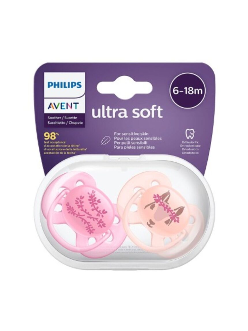 Philips avent πιπίλα ultra soft 2τμχ 6-18m ροζ, scf223/04 - Philips Avent