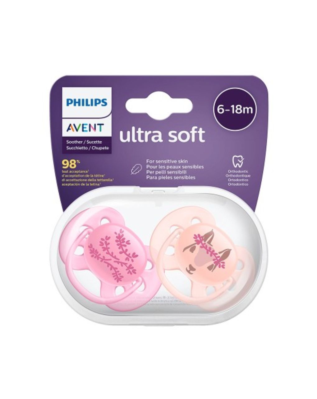 Philips avent πιπίλα ultra soft 2τμχ 6-18m ροζ, scf223/04 - Philips Avent