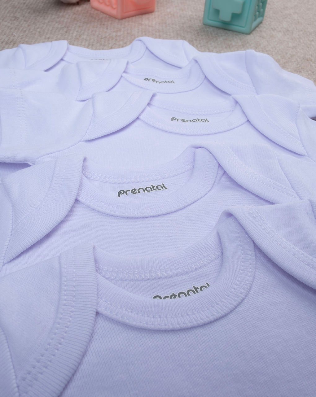 κορμάκι λευκό με αμερικάνικη λαιμόκοψη πακέτο x5 unisex - Prénatal