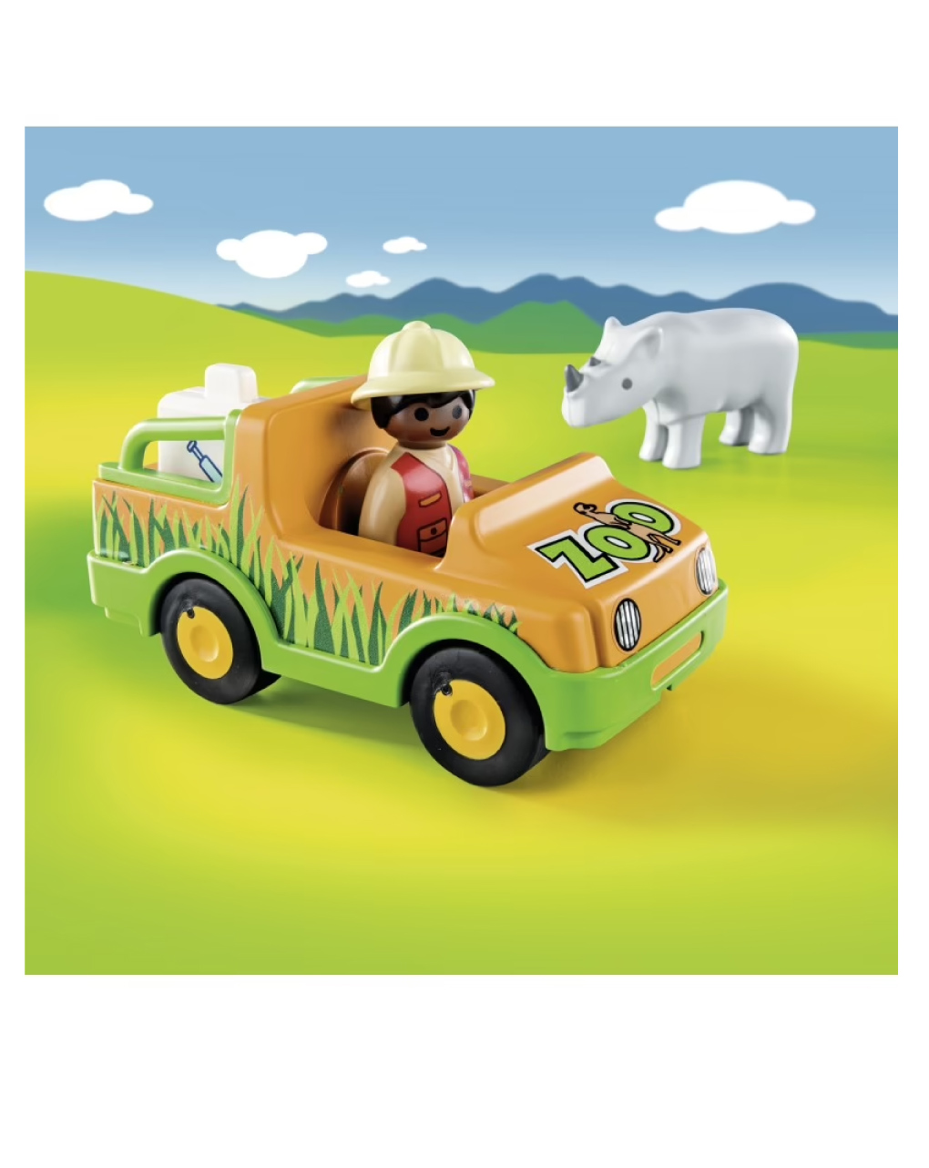 Playmobil 1.2.3 όχημα ζωολογικού κήπου με ρινόκερο 70182 - Playmobil, Playmobil 1.2.3