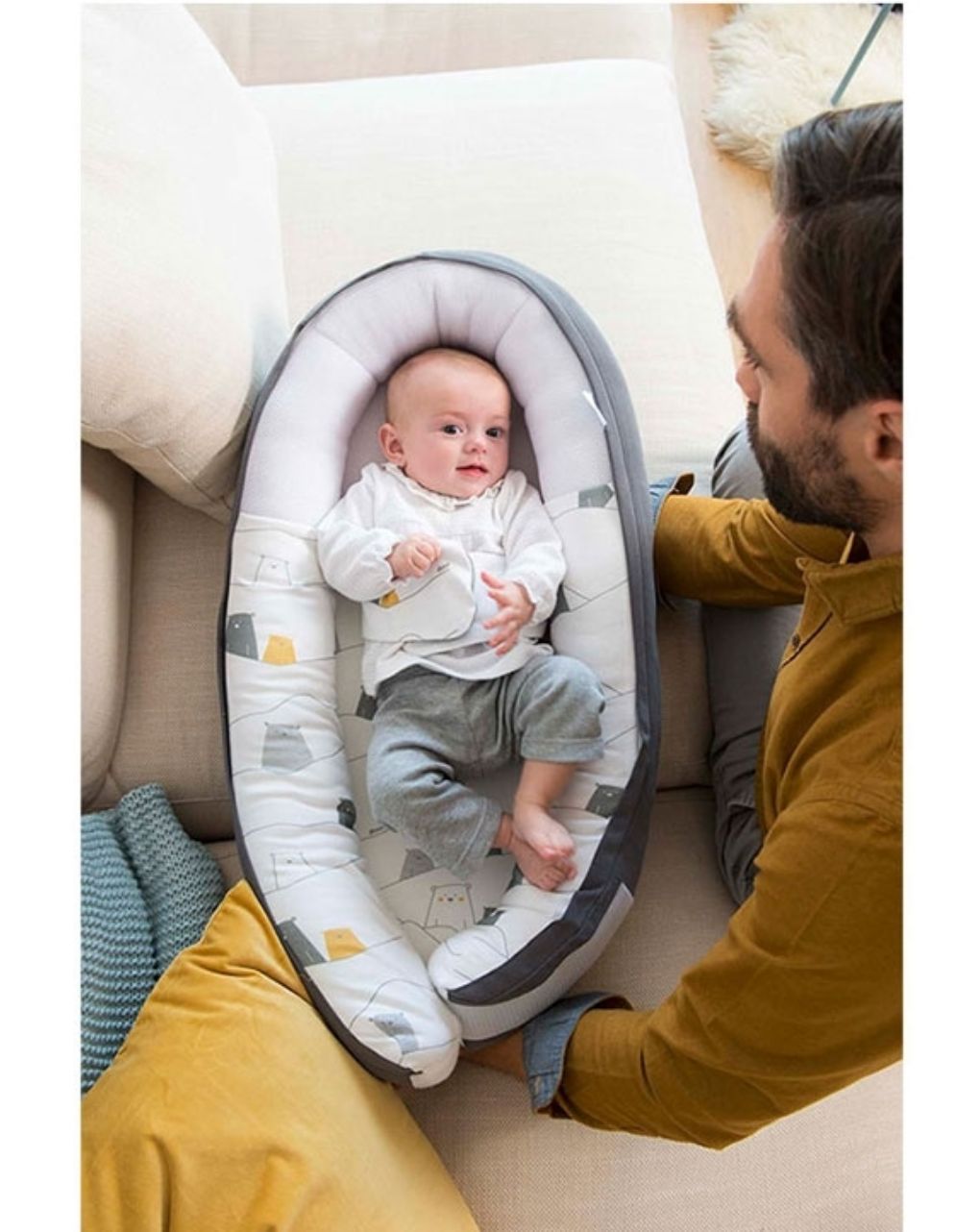 Doomoo βρεφική φωλιά cocoon bear grey dmcobg - Doomoo