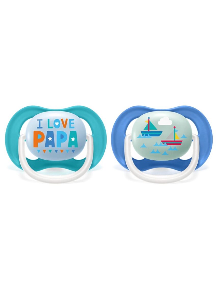 Philips avent πιπίλα ultra air 2τμχ i love papa μπλε 6-18m, scf080/02 - Philips Avent