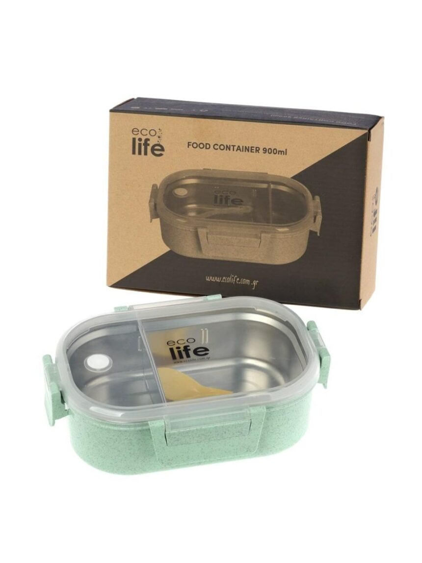 Ecolife ανοξείδωτο φαγητοδοχείο με χώρισμα 900ml light green 33-bo-9074 - Ecolife