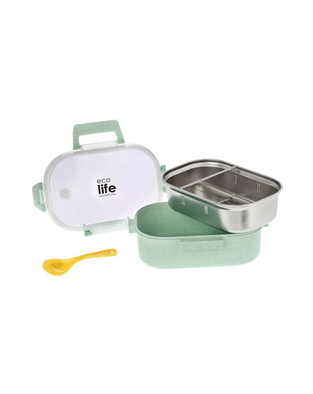 Ecolife ανοξείδωτο φαγητοδοχείο με χώρισμα 900ml light green 33-bo-9074 - Ecolife
