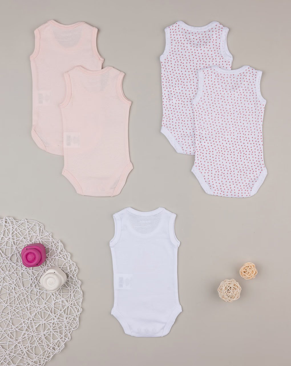 βρεφικά κορμάκια αμάνικα με κύκνους πακέτο x5 για κορίτσι - Prénatal