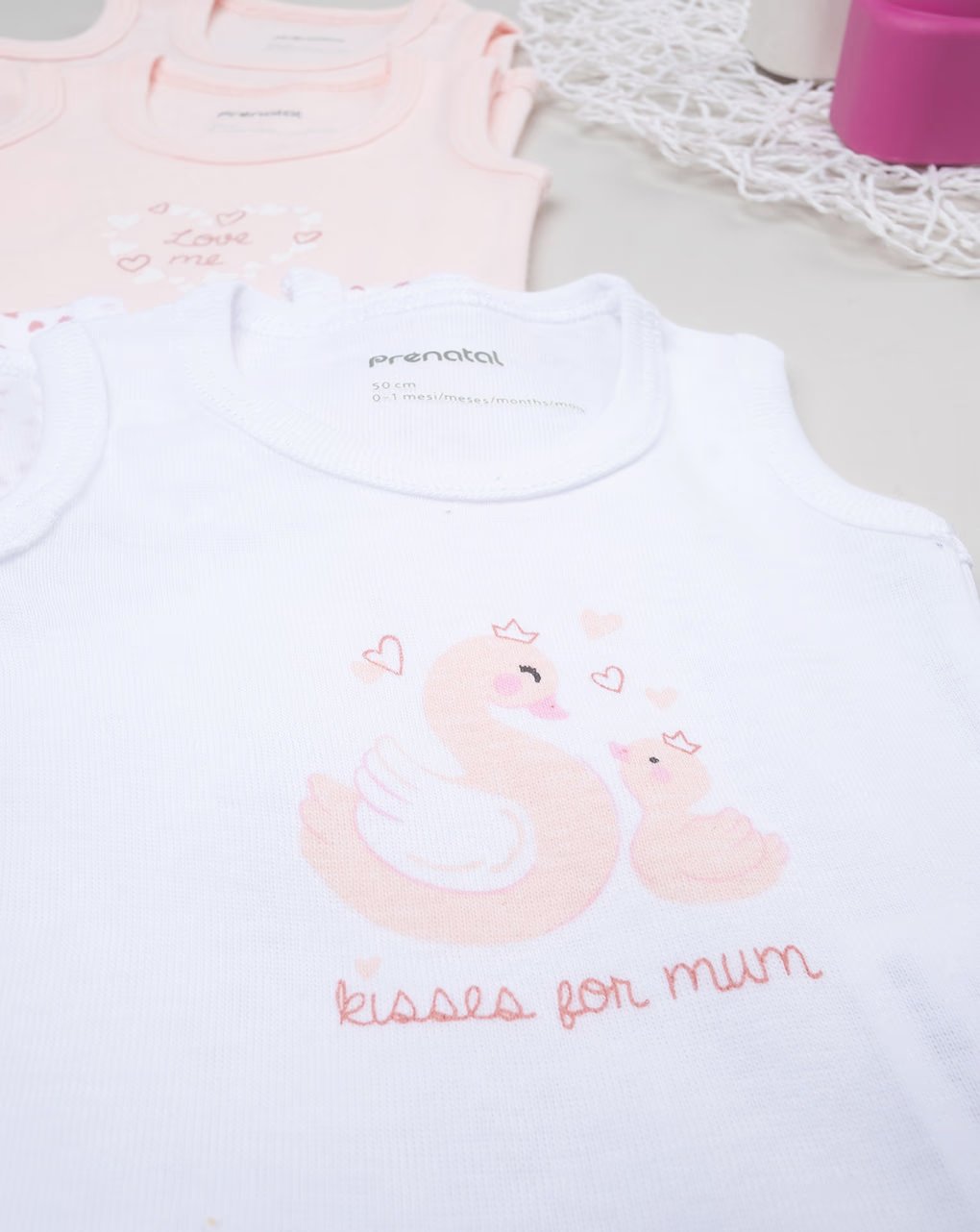 βρεφικά κορμάκια αμάνικα με κύκνους πακέτο x5 για κορίτσι - Prénatal