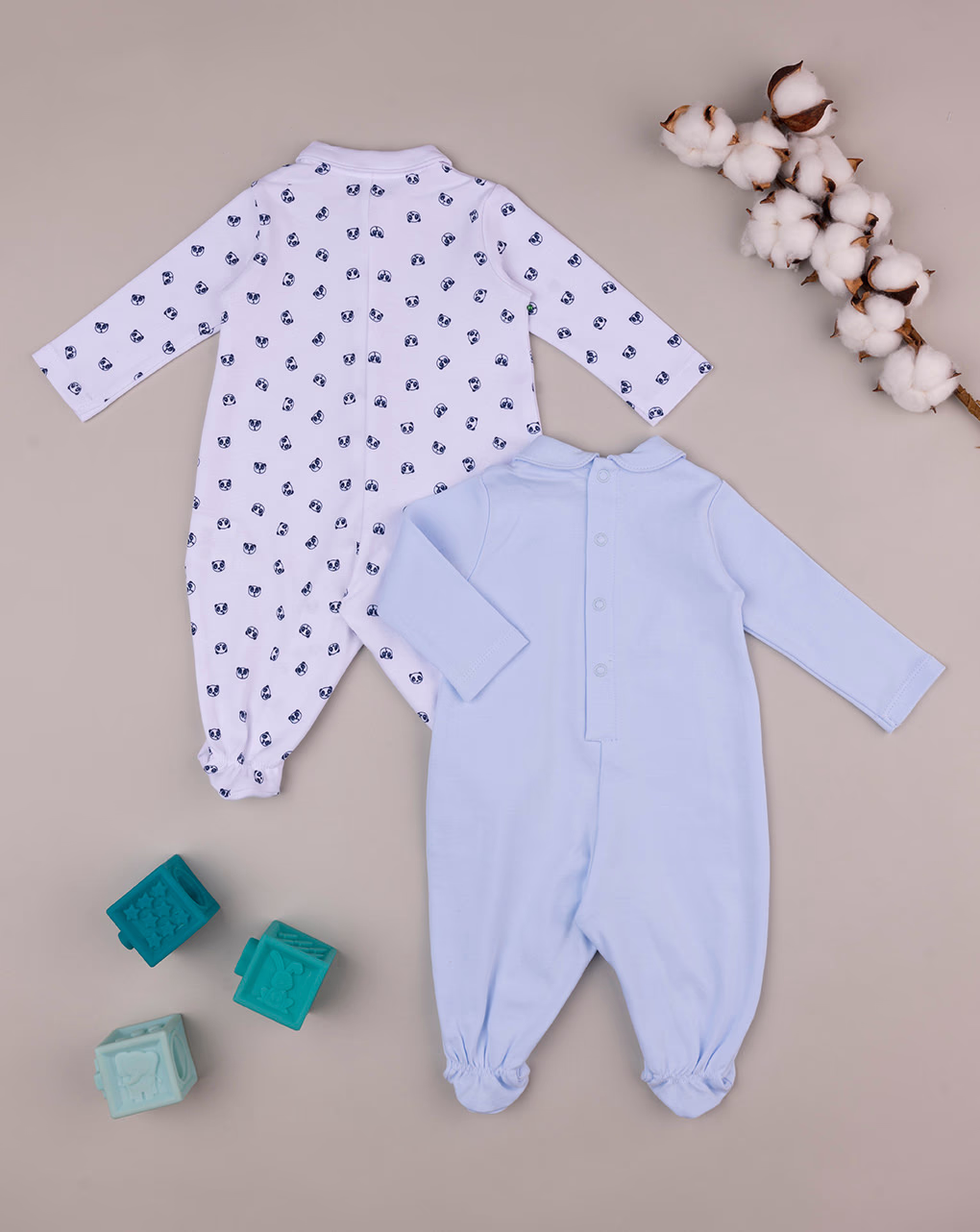 βρεφικά φορμάκια πακέτο x2 λευκό/γαλάζιο με πάντα για αγόρι - Prénatal