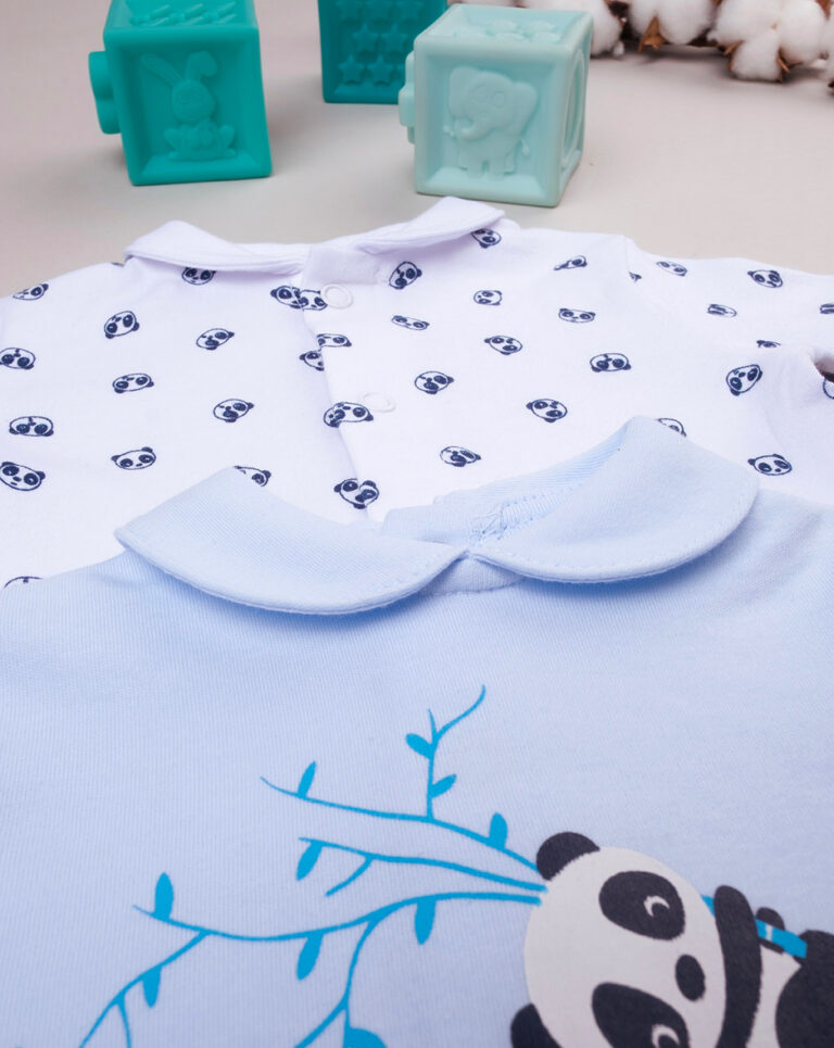 βρεφικά φορμάκια πακέτο x2 λευκό/γαλάζιο με πάντα για αγόρι - Prénatal