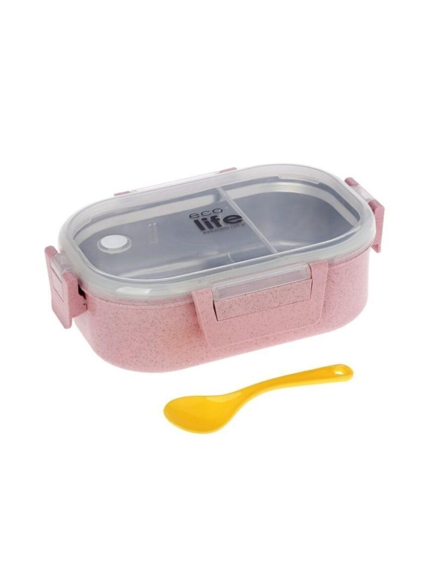 Ecolife ανοξείδωτο φαγητοδοχείο με χώρισμα 900ml light pink 33-bo-9073 - Ecolife