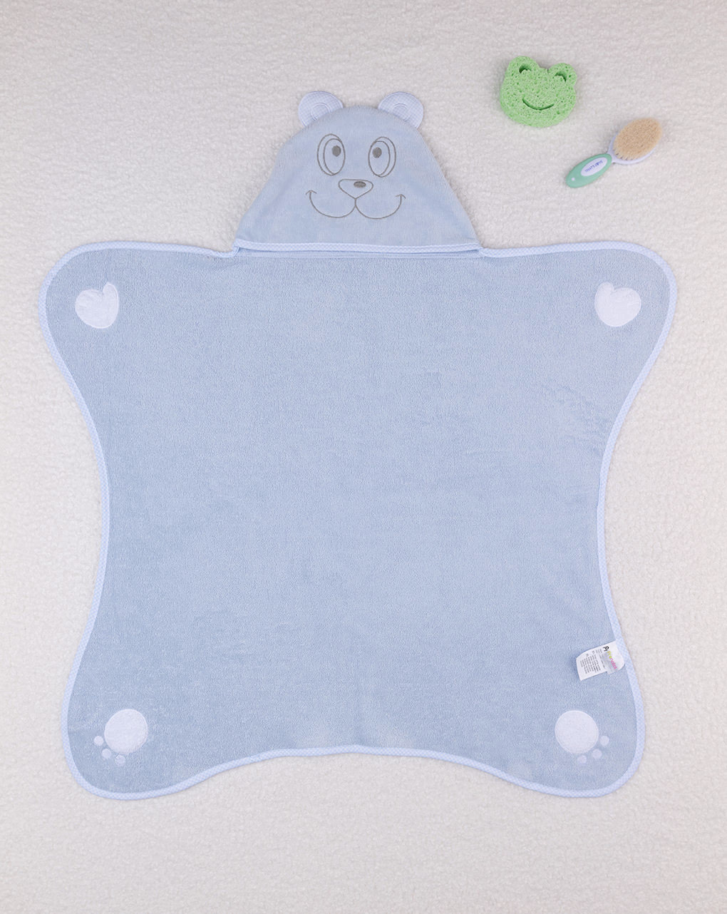 βρεφική μπουρνουζοπετσέτα γαλάζια με αρκουδάκι για αγόρι - Prénatal