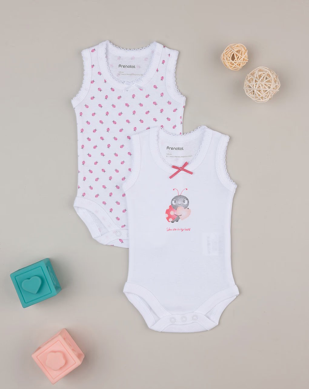 βρεφικά κορμάκια με πασχαλίτσες πακέτο x2 για κορίτσι - Prénatal