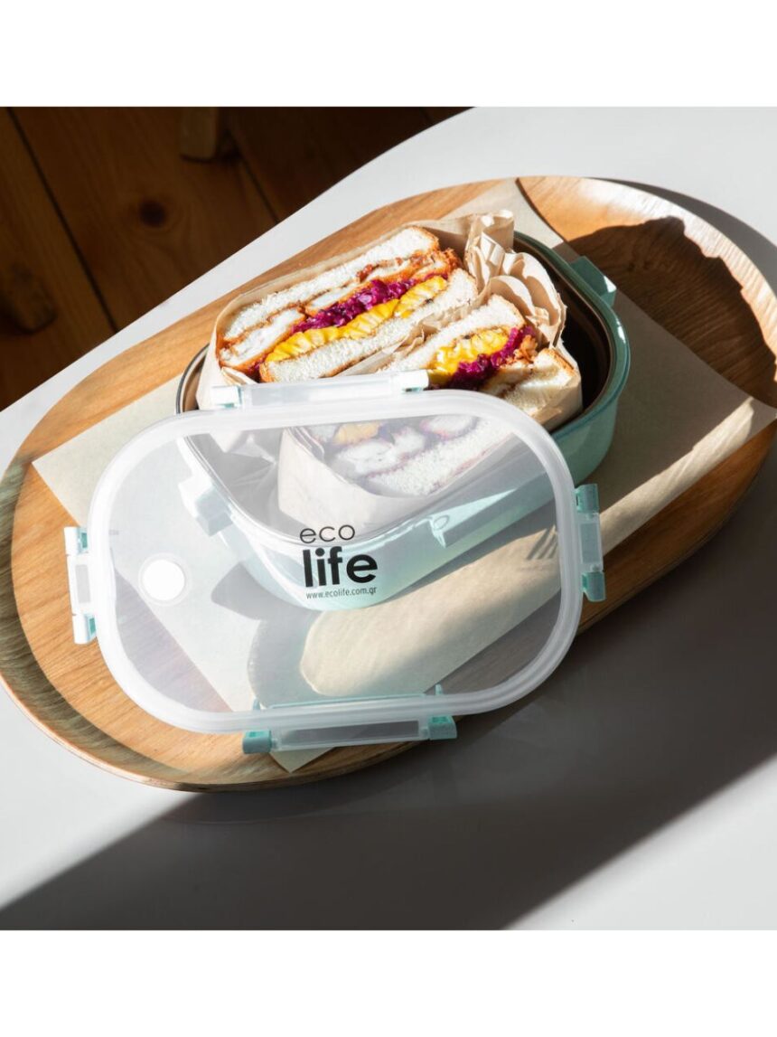 Ecolife ανοξείδωτο φαγητοδοχείο με χώρισμα 900ml light green 33-bo-9074 - Ecolife
