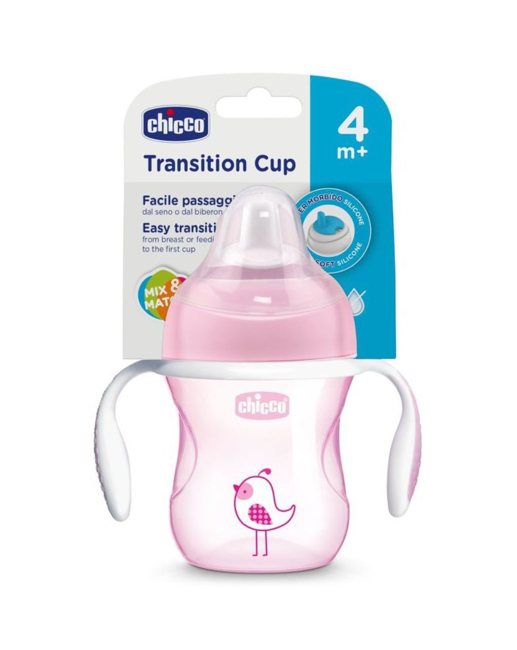 Chicco εκπαιδευτικό ποτηράκι 200ml transition 4m+ ροζ f04-06911-10-01 - Chicco