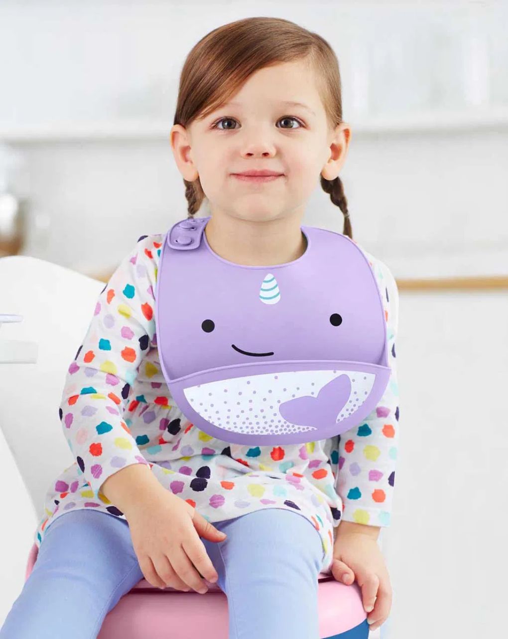 Skip hop zoo fold & go σαλιάρα σιλικόνης narwhal 29-2904002-30 - SKIP HOP