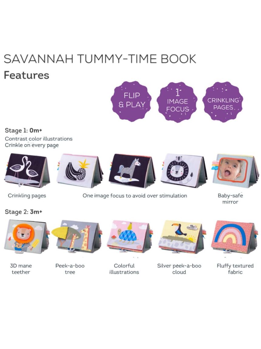 Taf toys εκπαιδευτικό βιβλιαράκι savannah tummy-time t-12705 - Taf-toys
