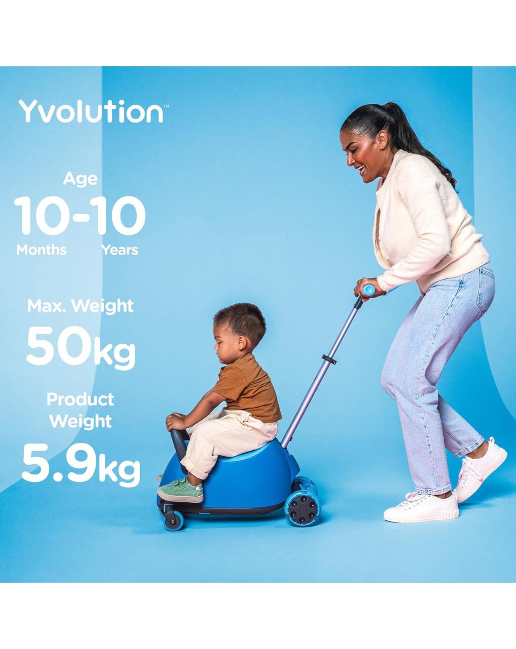 Yvolution πατίνι yglider luna 5 σε 1 μπλε με κάθισμα 53.101265 - Yvolution
