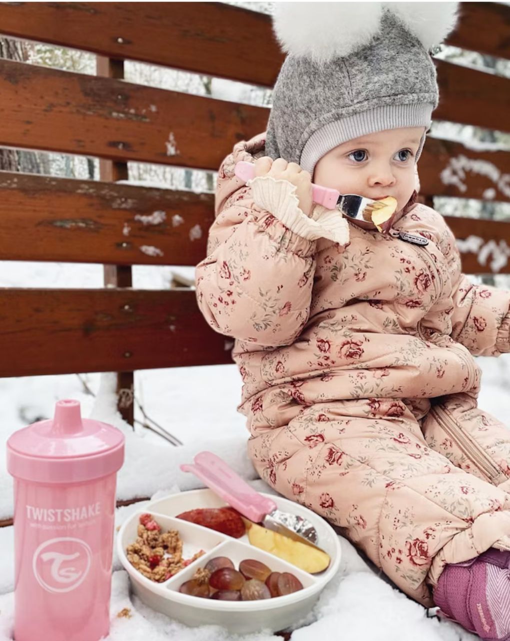 Twistshake ανοξείδωτο σετ κουτάλι, μαχαίρι, πιρούνι 12m+ pastel pink 32-08-78209 - Twistshake