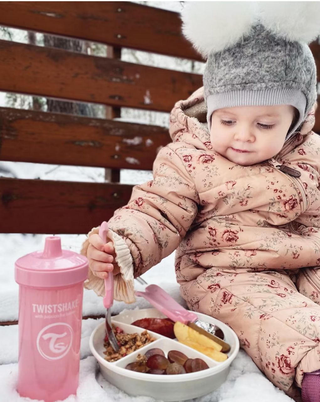 Twistshake ανοξείδωτο σετ κουτάλι, μαχαίρι, πιρούνι 12m+ pastel pink 32-08-78209 - Twistshake