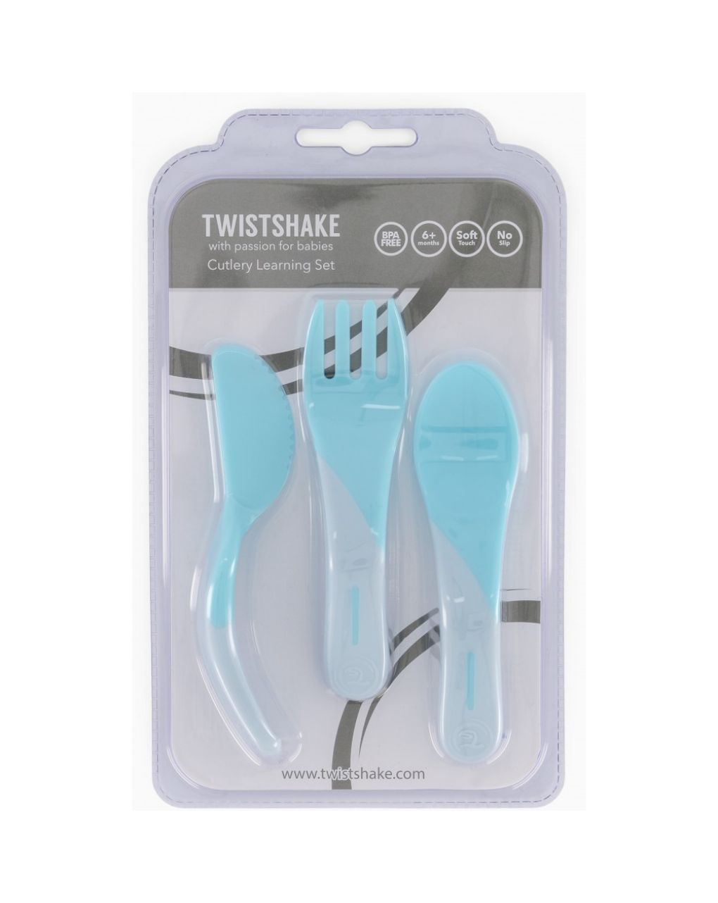 Twistshake σετ κουτάλι, μαχαίρι, πιρούνι 6m+ pastel blue 32-08-78200 - Twistshake