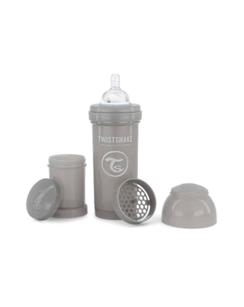 Twistshake μπιμπερό κατά των κολικών 260ml pastel grey 32-08-78260 - Twistshake