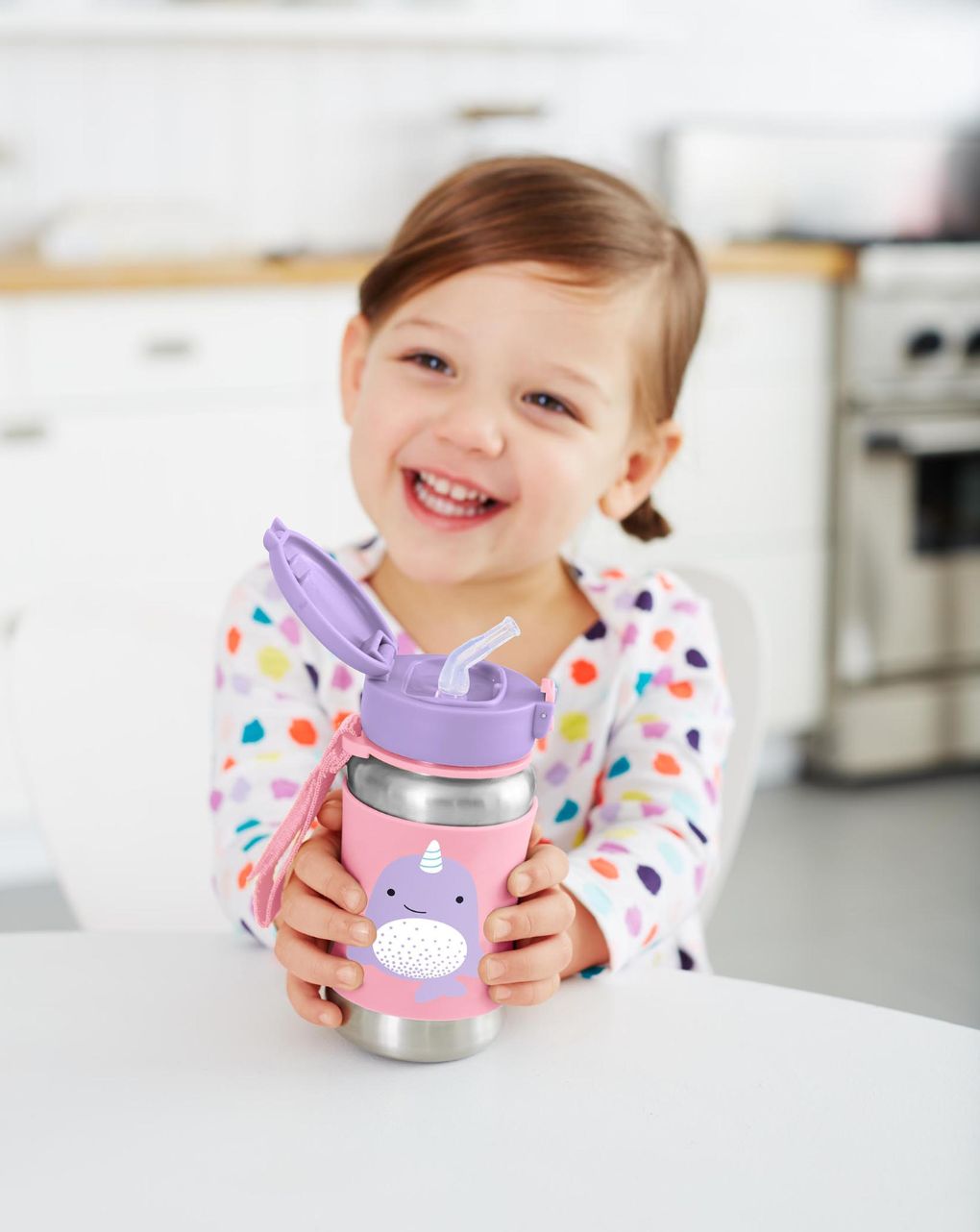 Skip hop zoo stainless steel παγούρι με καλαμάκι 350ml narwhal 29-2903010-30 - SKIP HOP