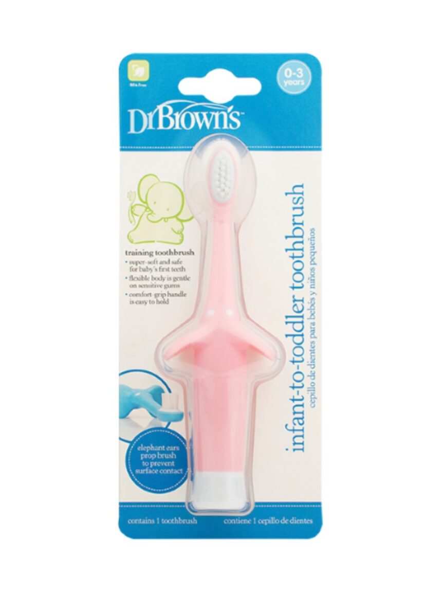 Dr. brown’s οδοντόβουρτσα ελεφαντάκι 0-3 ετών ροζ 112.70.1hc.183 - Dr Browns