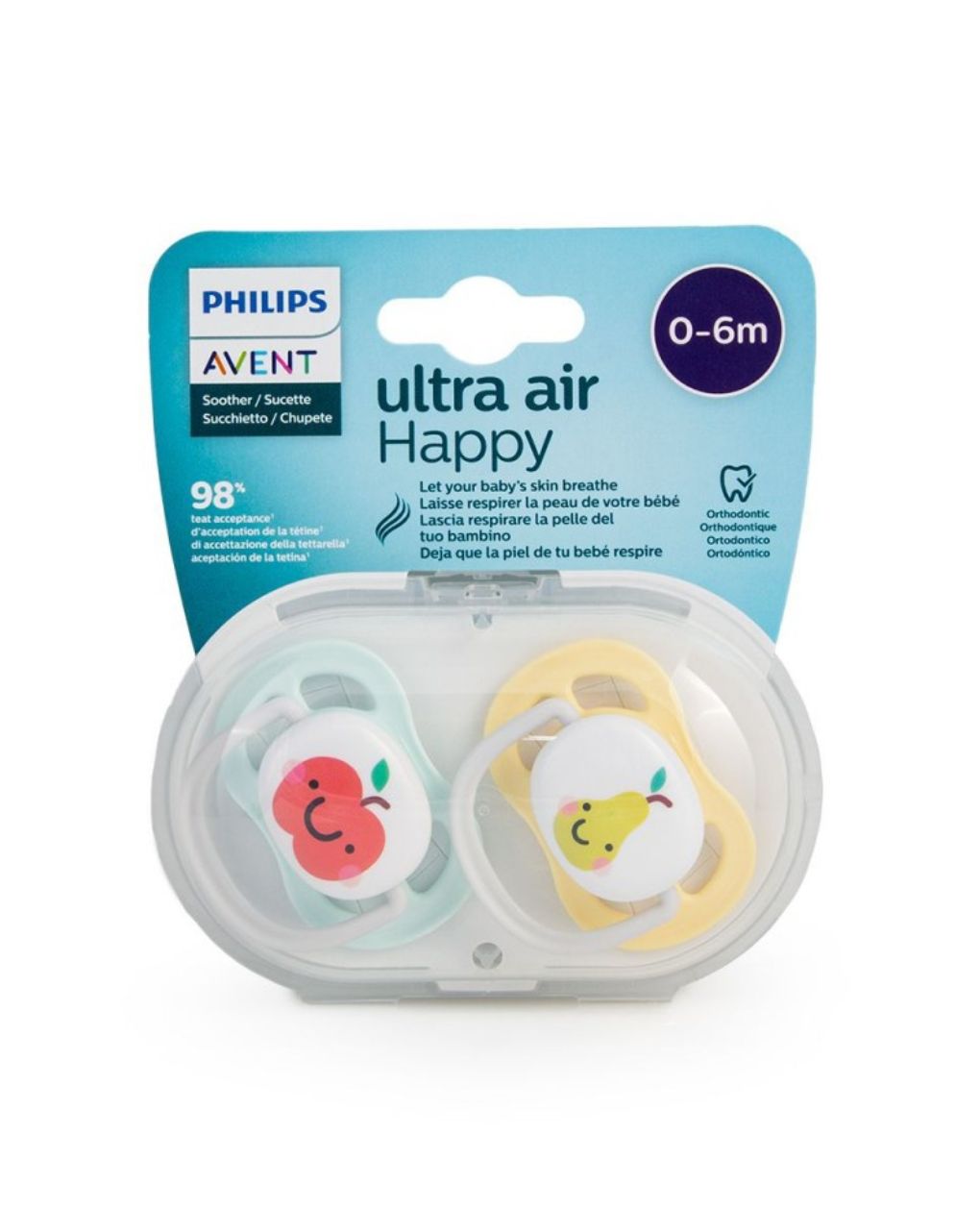 Philips avent πιπίλα oρθοδοντική σιλικόνης 2τμχ ultra air 0-6m, scf080/17 - Philips Avent