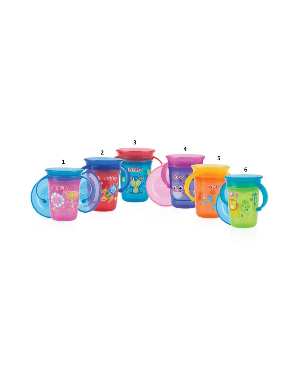 Nuby εκπαιδευτικό ποτηράκι magic mug 360º 6 μηνών+ σε διάφορα σχέδια - Nuby