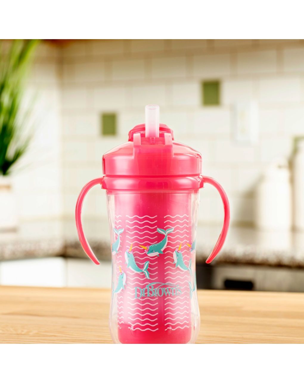 Dr. brown's παγούρι-θερμός με καλαμάκι 300ml 12m+ ροζ - Dr Browns