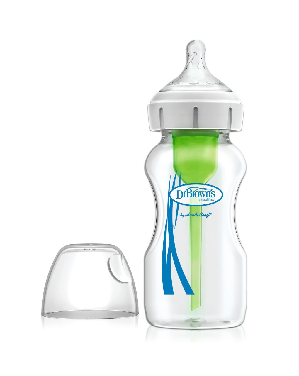 Dr. brown's options+ natural flow γυάλινο μπιμπερό με θηλή σιλικόνης & φαρδύ λαιμό 270ml 112.70.1hc.290 - Dr Browns