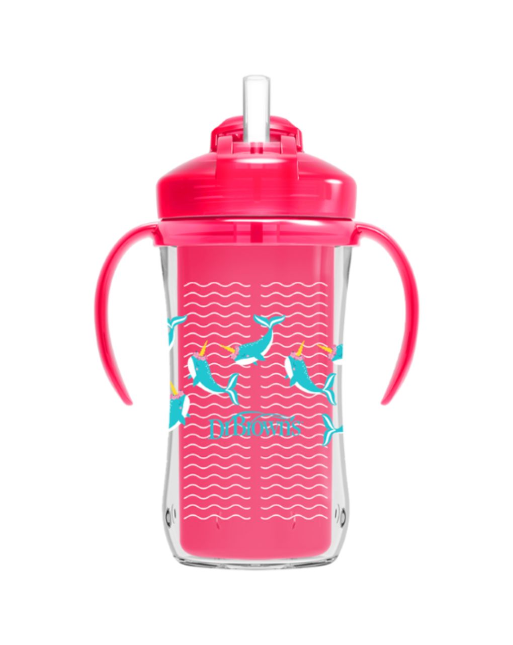 Dr. brown's παγούρι-θερμός με καλαμάκι 300ml 12m+ ροζ