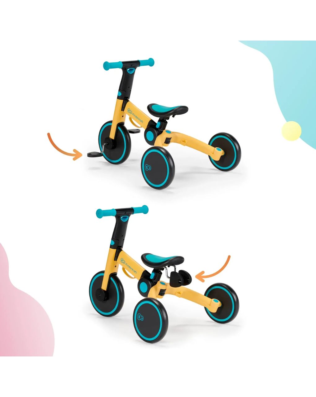 Kinderkraft πτυσόμενο τρίκυκλο ποδήλατο 4trike primrose yellow kr4tri00yel0000 - Kinderkraft