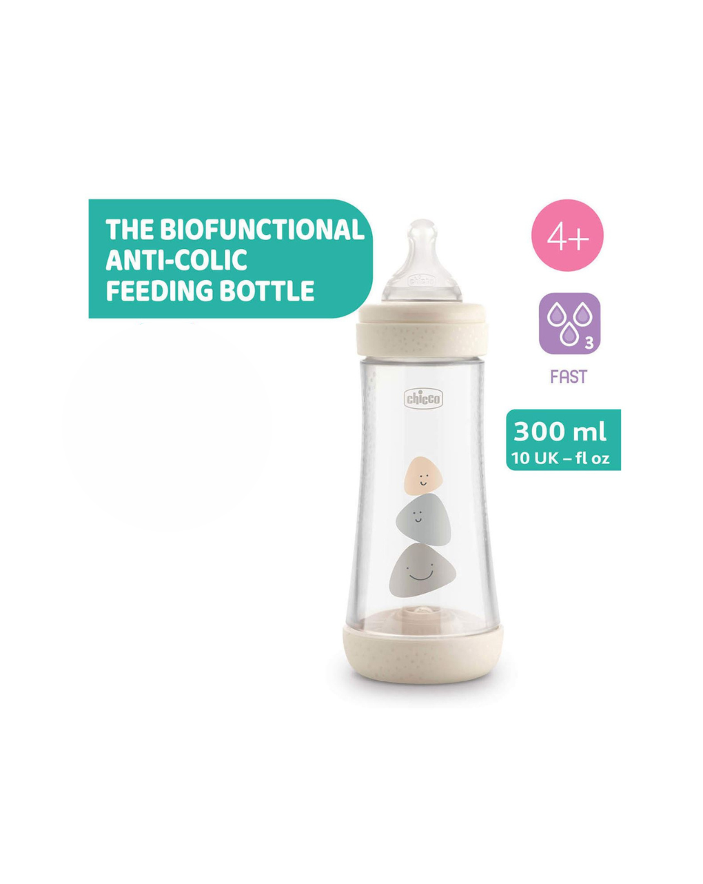 Chicco μπιμπερό πλαστικό perfect 5 300 ml - γρήγορη ροή – unisex 4 μηνών+ - Chicco