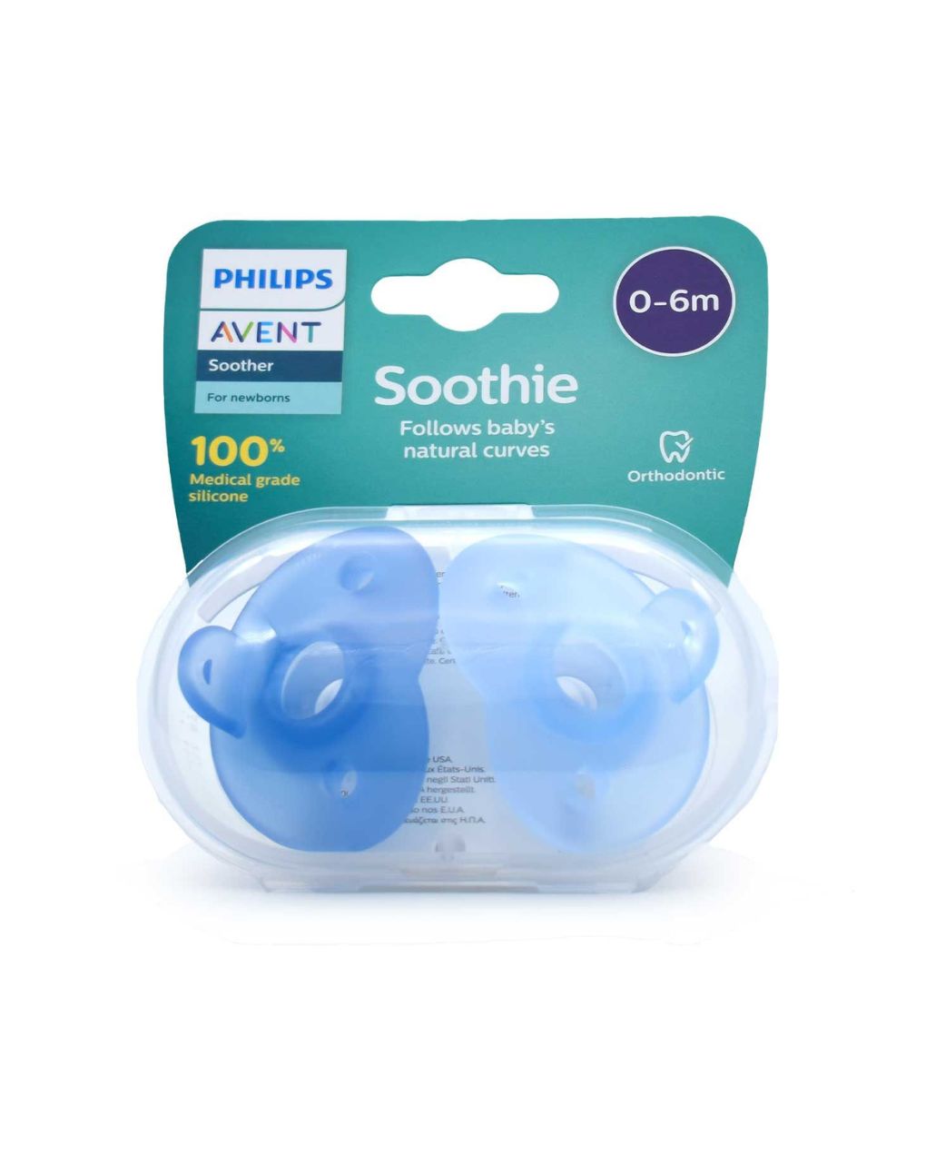 Philips avent soothie ορθοδοντική πιπίλα σιλικόνης 0-6m boy, scf099/22 - Philips Avent