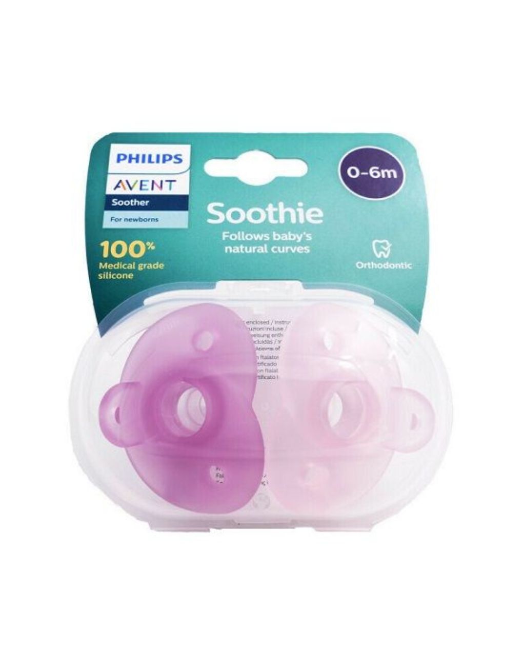 Philips avent soothie ορθοδοντική πιπίλα σιλικόνης 0-6m girl, scf099/22 - Philips Avent