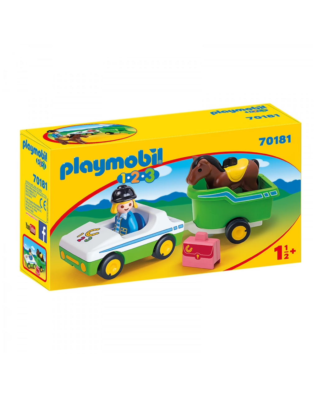 Playmobil 1.2.3. όχημα με τρέιλερ μεταφοράς αλόγου 70181 - Playmobil, Playmobil 1.2.3
