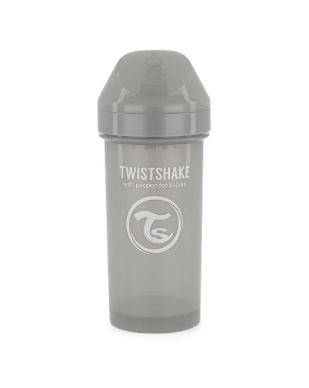 Twistshake εκπαιδευτικό κύπελλο kid cup 360ml με μίξερ φρούτων 12m+ pastel grey 32-08-78284