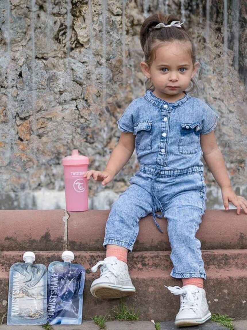 Twistshake εκπαιδευτικό κύπελλο kid cup 360ml με μίξερ φρούτων 12m+ pastel pink 32-08-78279 - Twistshake