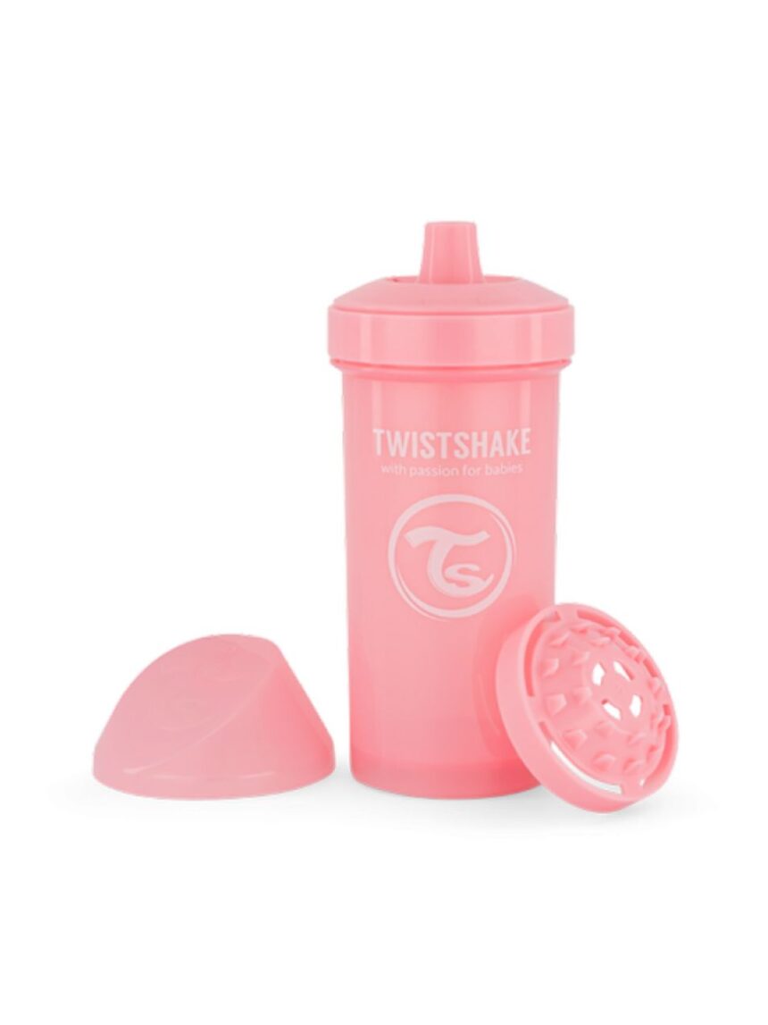 Twistshake εκπαιδευτικό κύπελλο kid cup 360ml με μίξερ φρούτων 12m+ pastel pink 32-08-78279 - Twistshake