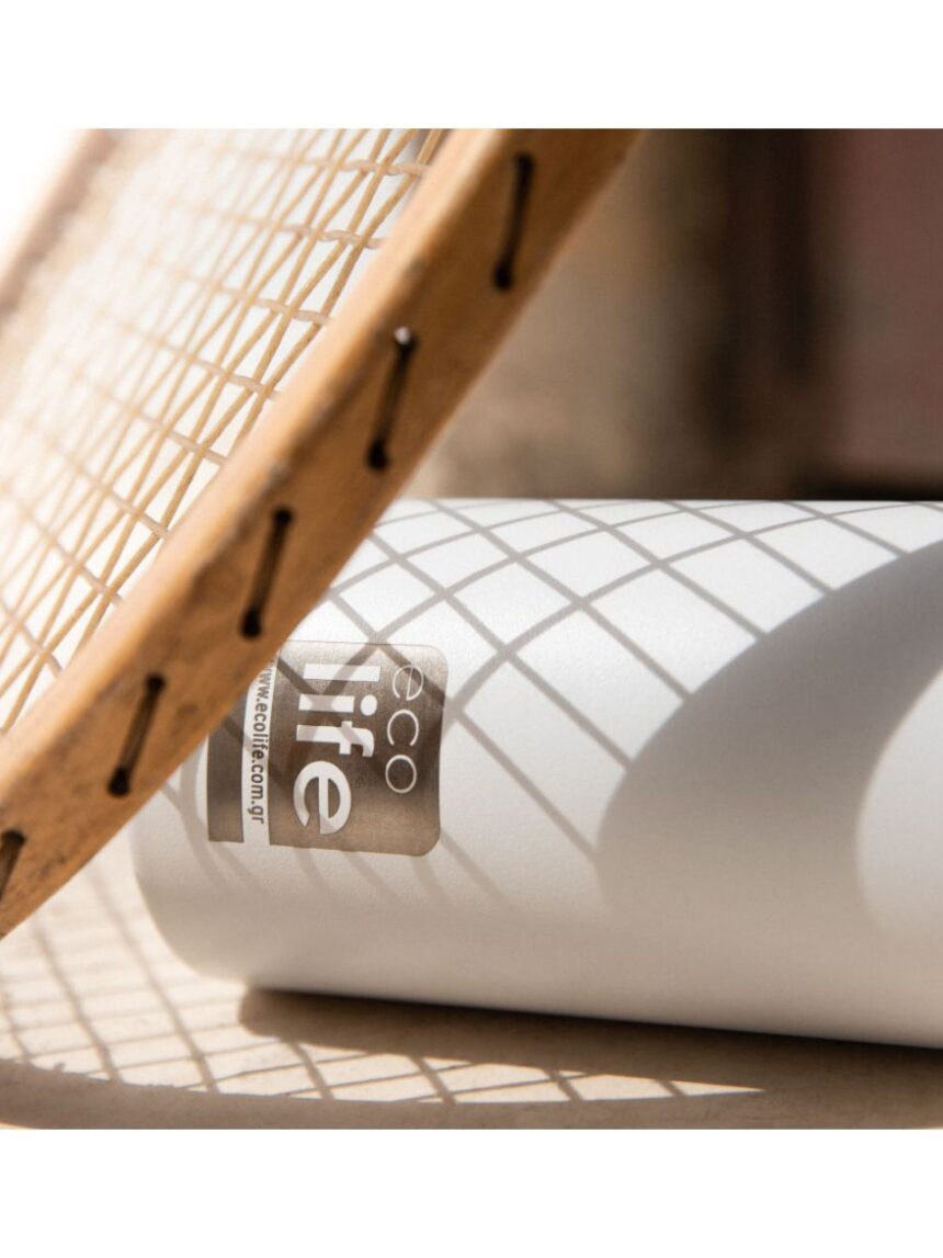 Ecolife ανοξέιδωτο μπουκάλι θερμός με καπάκι bamboo 500ml whilte 33-bo-3029 - Ecolife